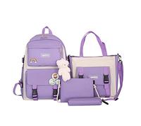 Hommes Femmes Étudiants Loisirs Extérieur Cartable Sac à Dos et Sac à Main et Stylos AndCoin Portefeuille Ensemble de Quatre Pièces Sacs à Dos Imperméables 40L, lilas, taille unique