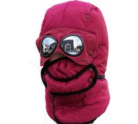 Hommes Femmes Hiver Bomber Chapeaux avec Masque Visage Peluche Ohrflap Russe Ushanka avec Lunettes Chaud Etanche au Vent Chevilles - Jaune