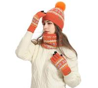 Hommes Femmes Hiver Chaud Bonnet Gants Tactiles Écharpe Tricoter Ensemble avec Doublure Polaire Cadeaux Noel Femme Homme Packs Bonnet, éCharpe Et Gants Femme
