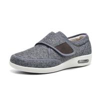 Hommes Femmes Large Largeur Diabétique Pantoufles Mousse À Mémoire De Forme Chaussures Orthopédiques Antidérapantes Réglables pour Les Personnes Âgées Pieds Gonflés Hiver,Gris,45 EU