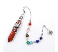 Hommes Femmes Pendule Pierre Naturelle Amulette Hexagone Colonne Cristal Pendentif Pendules pour-Rouge Jasper Chakra