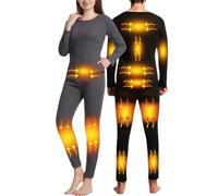 Hommes Femmes sous-vêtements Chauffants Ensemble, Pantalon Chauffant Lavable r et, Couche de Base chauffante alimentée par USB, 13 Zones de Chauffage, Hommes Noir, XL