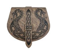 Hommes Femmes Viking Celtique Noeud Dragon Ceinture Pochette - MéDiéVal Renaissance Sac de Taille Suspendu - Fait à la Main Vintage Nordique en Relief Portable Fanny Pack(Brown)