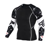 Hommes Fitness à Séchage Rapide Vêtements Haut de Compression d'entraînement Chemise à Manches Longues Tee Shirt de Sport pour Gym, Course à Pied