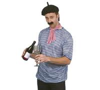 Hommes Français Déguisement Ensemble France Haut Tash Béret Smiffys