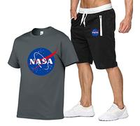 Hommes garçons NASA survêtement décontracté NASA Logo imprimé T-Shirt à Manches Courtes et Jogging Shorts Costume Sportswear 2 pièces Ensemble