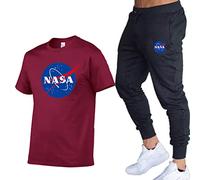 Hommes garçons NASA survêtement décontracté NASA Logo imprimé T-Shirt à Manches Courtes et Pantalon de Jogging Costume Sportswear 2 pièces Ensemble