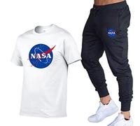 Hommes garçons NASA survêtement décontracté NASA Logo imprimé T-Shirt à Manches Courtes et Pantalon de Jogging Costume Sportswear 2 pièces Ensemble