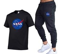 Hommes garçons NASA survêtement décontracté NASA Logo imprimé T-Shirt à Manches Courtes et Pantalon de Jogging Costume Sportswear 2 pièces Ensemble