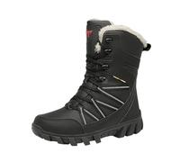 Hommes grande taille hiver coton bottes nouveau plein air haut épais peluche antidérapant imperméable bottes neige couleur unie décontracté alpinisme chaussures (Black, 39)