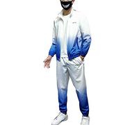 Hommes Grande Taille Survêtement Gradient Tenue décontractée Ensemble Deux pièces Sweat à Capuche Respirant et à séchage Rapide à Manches Longues et Pantalons de Jogging CaiBlue 4XL