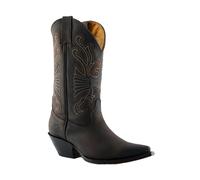 Hommes Grinders BUFFALO Bottines Cuir Marron à Enfiler Bottes Cowboy Western