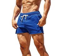 Hommes Gym des Sports La Musculation Entraînement 3 Pouces Shorts avec Conception d'ourlet Brutavec Bleu M