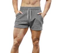 Hommes Gym des Sports La Musculation Entraînement 3 Pouces Shorts avec Conception d'ourlet Brutavec Gris foncé M