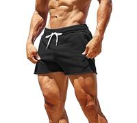 Hommes Gym des Sports La Musculation Entraînement 3 Pouces Shorts avec Conception d'ourlet Brutavec Noir XL