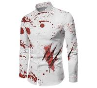 Hommes Halloween Chemise Manches Longues Slim Fit, avec Impression 3D Adulte Crâne Mode Et Confort Hawaii Casual Monstre Fantôme Boutonnée Citrouille Motif Drôle Chemises pour Dansante Soirée