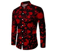 Hommes Halloween Chemise Manches Longues Slim Fit, avec Impression 3D Monstre Fantôme Mode Et Confort Citrouille Motif Drôle Hawaii Funky Fête Crâne Adulte Casual Chemises pour Dansante Soirée