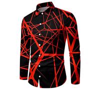 Hommes Halloween Chemise Manches Longues Slim Fit, Crâne avec Impression 3D Citrouille Motif Drôle Tête De Monstre Fantôme Hawaii Casual Boutonnée Adulte Grande Taille Chemises pour Soirée Dansante