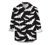 Hommes Halloween Chemise Manches Longues Slim Fit, Grande Taille Casual Boutonnée Monstre Fantôme Citrouille Motif Drôle Mode Et Confort Adulte Funky Fête Hawaii Chemises pour Dansante Soirée