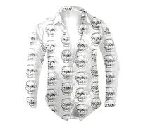 Hommes Halloween Chemise Manches Longues Slim Fit, Mode Et Confort Funky Fête Casual Boutonnée Grande Taille Citrouille Motif Drôle Adulte Tête De avec Impression 3D Chemises pour Dansante Soirée