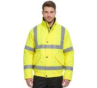 Hommes Haute Visibilité Veste Aviateur Polaire Imperméable Doublé Hood Sécurité