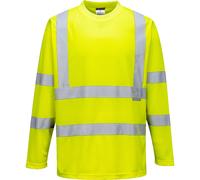 Hommes Hi-Vis T-Shirt Manches Longues Respirant & Wicking Tissu 40 + Upf Évalué