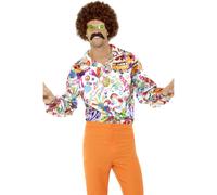 Hommes Hippie Chemise 60s 70s Rétro Chemise Disco Accessoire Déguisement Adultes