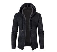 Hommes Hiver Manches Longues Plus Velours Hoodies Pull Loisirs et Chaleur Mode Slim Cardigan Veste Sock Boy, Noir , L
