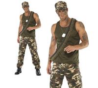 Hommes Kaki Camouflage Costume Armée Soldat Déguisement Guerre M L