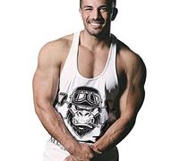 Hommes La Musculation Débardeur Raidisseur Gilet Gym Aptitude Coton T7005 Blanc S