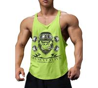 Hommes La Musculation Débardeur Raidisseur Gilet Gym Aptitude Coton T7005 Jaune XL