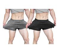 Hommes La Musculation Gym des Sports Entraînement Fonctionnement 7.6CM Shorts Gym Sport Short Pas de Poches Noir&Gris L
