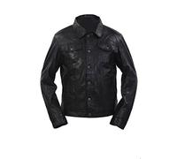 Hommes Levis Denim Slim Fit Trucker Cuir Noir Shirt Jeans Veste Motard 2XL