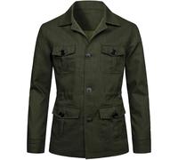 Hommes Lin Safari Léger Casual Safari Hommes Automne Safari Blazer Vêtements D’extérieur, 2, M