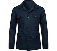 Hommes Lin Safari Léger Casual Safari Hommes Automne Safari Blazer Vêtements D’extérieur, 4, XXL