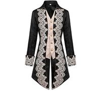 Hommes Longs Steampunks brodés Vintage Tailcoat Veste médiévale Gothique Princes victoriens Redingote Uniformes Blouson Compatible with Moto Homme Vintage Homologué