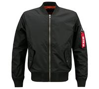 Hommes Ma1 Bomber Veste Militaire Femmes Coupe-Vent Baseball Manteau Printemps Automne Veste Plus La Taille Black L (56-61kg)