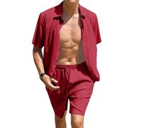 Hommes Manches Courtes Bande élastique Courtes 2 Morceaux Shorts Solides Ensembles Homme Casual Summer Beach Set