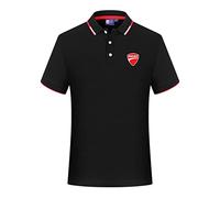 Hommes Manches Courtes pour Ducati Polo imprimé Couleurs contrastées Golf Tennis Casual T-Shirt Short Sleeve Tee-Black||XL