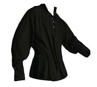 Hommes Manches Longues Style National Medieval Bandage Homme Bandage Vintage Chemise Loisirs Homme Chemise Médiévale Tunique avec Bordure Hommes Costume Médiéval Chemise à Lacets Chemisier Tops, Noir