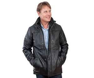 Hommes mi-longueur veste en cuir Noir chaud classique 4XL