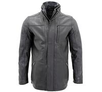 Hommes mi-Longueur Veste en Cuir Noir Chaud Classique XL