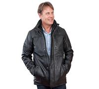 Hommes mi-longueur veste en cuir Noir chaud classique XL