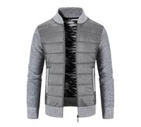 Hommes Mode Baseball Col Tricot Veste Automne Hiver Épais Chaud Polaire Pull Hommes Vêtements Cardigan Vestes, 8820 Gris clair 9, XL
