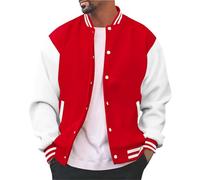 Hommes Mode Campus Baseball vêtements Slim Fit Jacket Casual Manches Longues Unisexe Sport Manteau Université Baseball Jacket (Rouge,3XL)