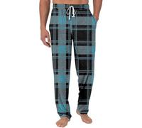 Hommes Mode Décontracté Plaid Rayé Décontracté Famille Pyjama Pantalons Wasen Pantalons Hommes, bleu, XXL