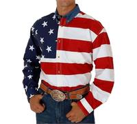 Hommes Mode Motif Imprimé Chemise décontractée Revers en Vrac Button Down Chemise Drapeau USA Element 3D Imprimé Cardigan Manches Longues