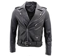 Hommes Noir Brando Veste Motard en Cuir S
