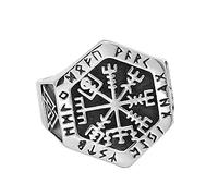 Hommes Nordiques Viking Vegvisir Compass Ring, Acier Inoxydable Hexagonal Odin Symbole Valknut Anneau,Vintage Hip Hop Pagan Amulet Bijoux Pour Femmes Taille 9-13