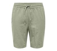 Hommes O&S Pantalon Courte en Tissu léger Pantacourt en Coton & Lin ONSLINUS, Couleurs:Vert, Taille:XS